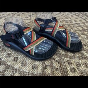 Chaco Z/1 Classic Tetra Moss Sz 6 Womens Black Striped Hiking Strappy Sandals